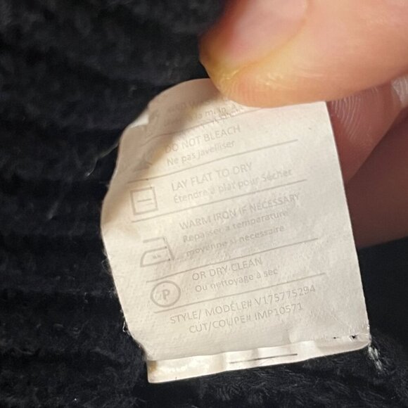 Vince Cotton Ribbed Knit Dropped Shoulder V-Neck Chunky Knit Sweater Black Small - Picture 6 of 7